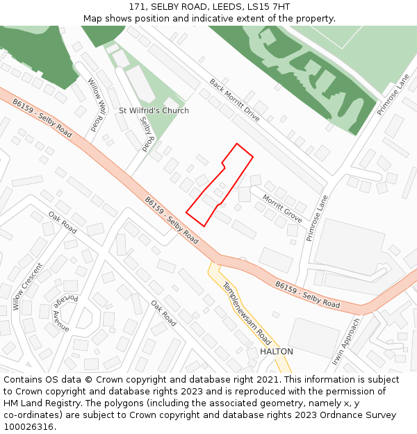 171, SELBY ROAD, LEEDS, LS15 7HT: Location map and indicative extent of plot