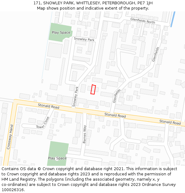 171, SNOWLEY PARK, WHITTLESEY, PETERBOROUGH, PE7 1JH: Location map and indicative extent of plot