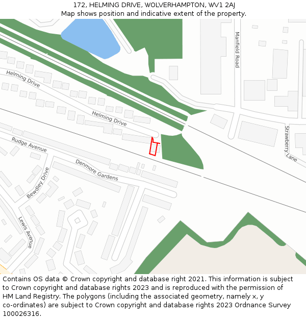 172, HELMING DRIVE, WOLVERHAMPTON, WV1 2AJ: Location map and indicative extent of plot