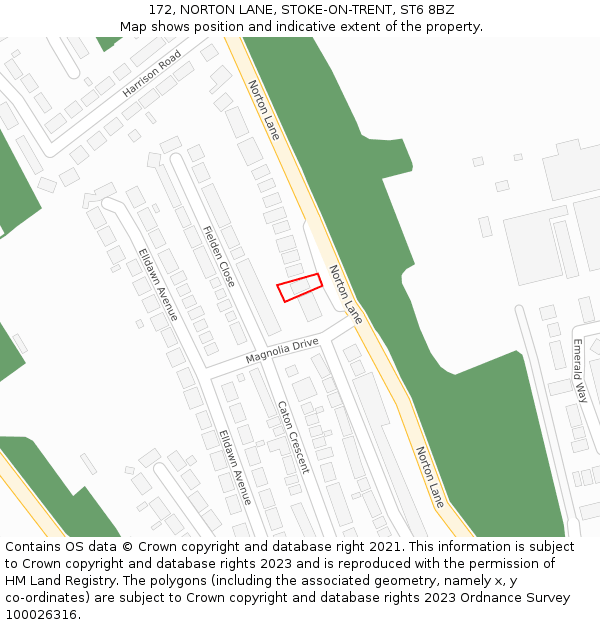 172, NORTON LANE, STOKE-ON-TRENT, ST6 8BZ: Location map and indicative extent of plot