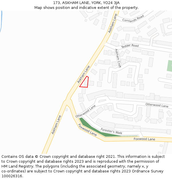 173, ASKHAM LANE, YORK, YO24 3JA: Location map and indicative extent of plot