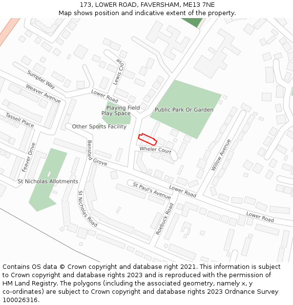 173, LOWER ROAD, FAVERSHAM, ME13 7NE: Location map and indicative extent of plot