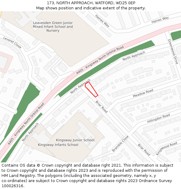 173, NORTH APPROACH, WATFORD, WD25 0EP: Location map and indicative extent of plot