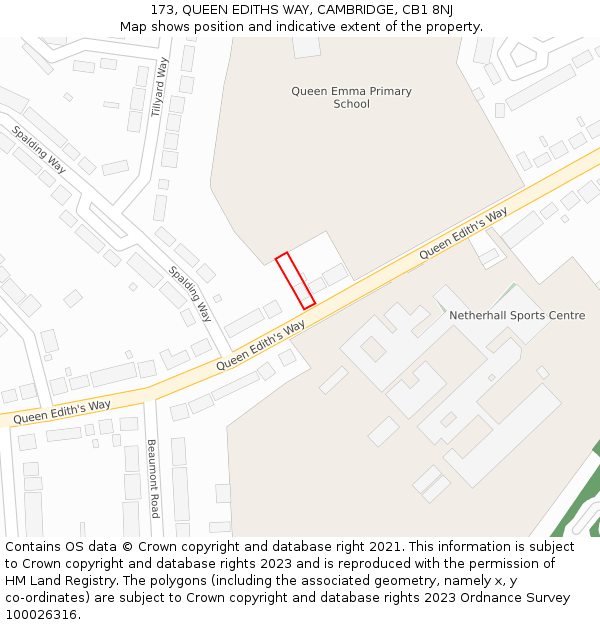 173, QUEEN EDITHS WAY, CAMBRIDGE, CB1 8NJ: Location map and indicative extent of plot