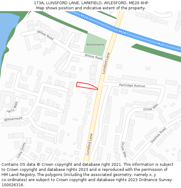 173A, LUNSFORD LANE, LARKFIELD, AYLESFORD, ME20 6HP: Location map and indicative extent of plot