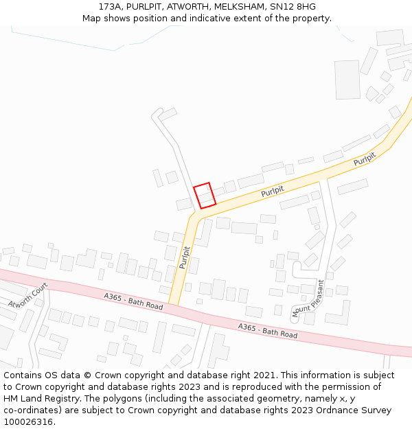173A, PURLPIT, ATWORTH, MELKSHAM, SN12 8HG: Location map and indicative extent of plot