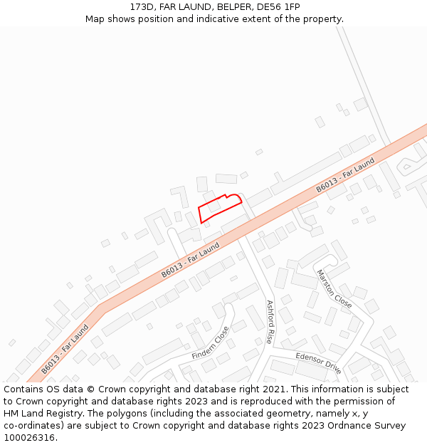 173D, FAR LAUND, BELPER, DE56 1FP: Location map and indicative extent of plot