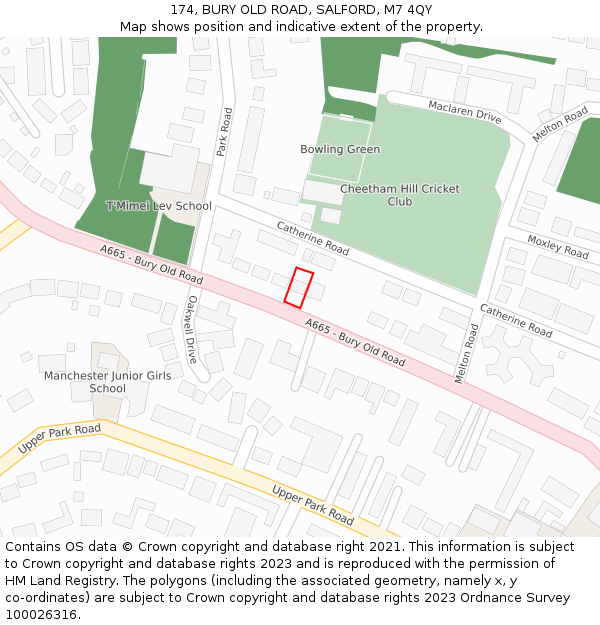 174, BURY OLD ROAD, SALFORD, M7 4QY: Location map and indicative extent of plot