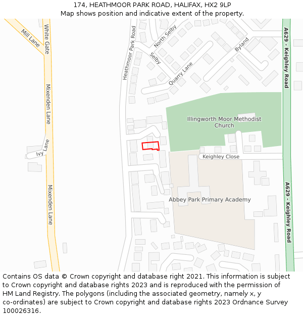 174, HEATHMOOR PARK ROAD, HALIFAX, HX2 9LP: Location map and indicative extent of plot