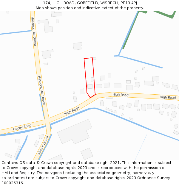 174, HIGH ROAD, GOREFIELD, WISBECH, PE13 4PJ: Location map and indicative extent of plot