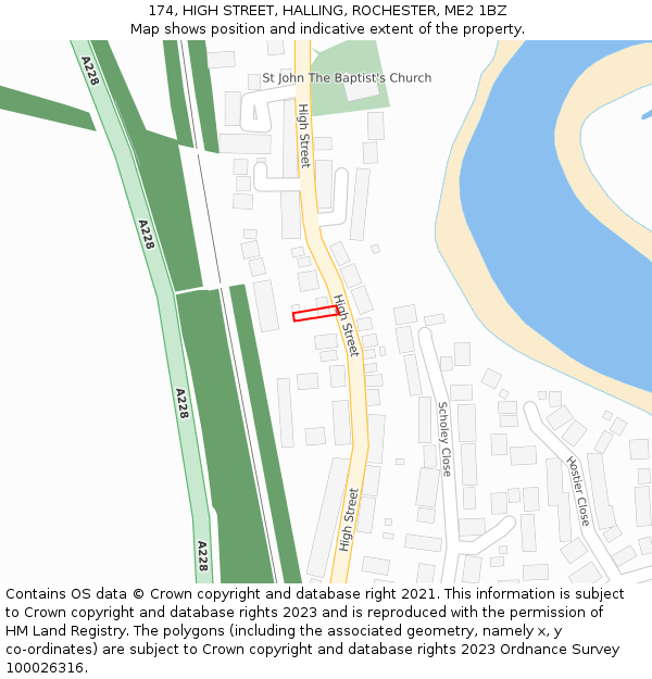 174, HIGH STREET, HALLING, ROCHESTER, ME2 1BZ: Location map and indicative extent of plot