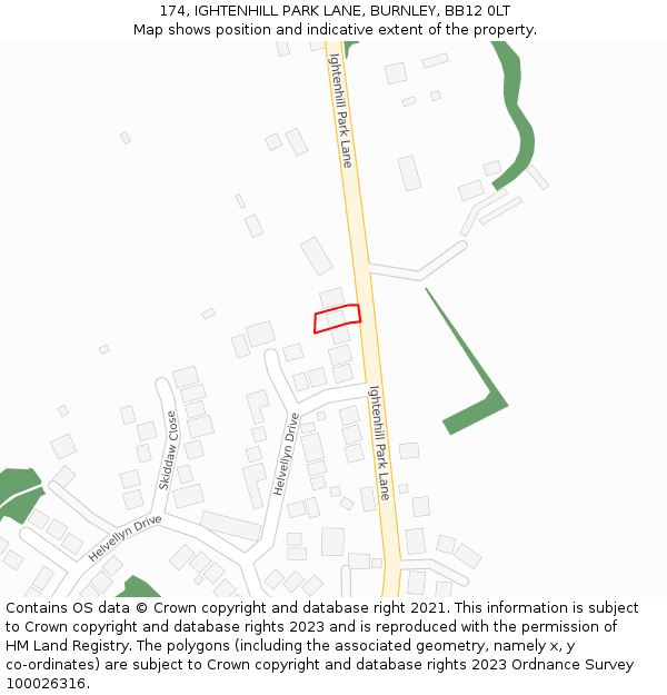 174, IGHTENHILL PARK LANE, BURNLEY, BB12 0LT: Location map and indicative extent of plot