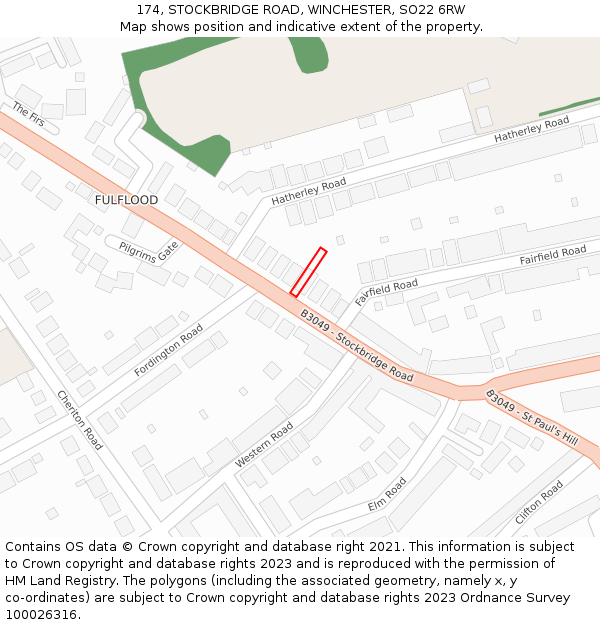 174, STOCKBRIDGE ROAD, WINCHESTER, SO22 6RW: Location map and indicative extent of plot