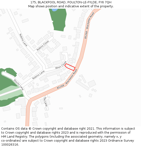 175, BLACKPOOL ROAD, POULTON-LE-FYLDE, FY6 7QH: Location map and indicative extent of plot