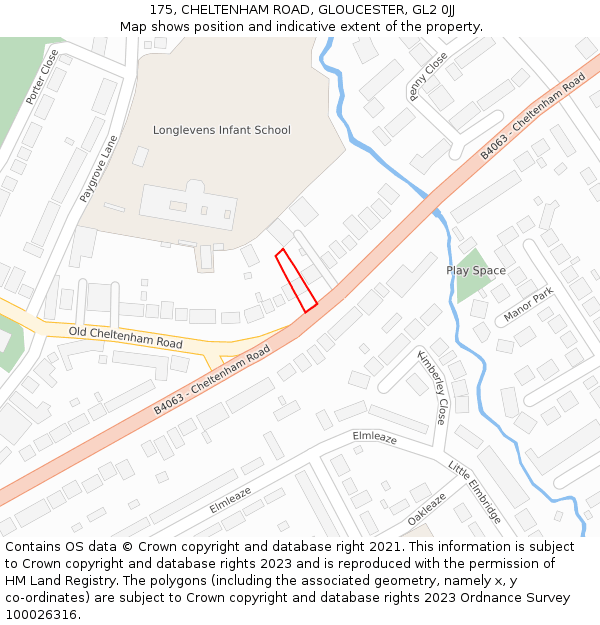 175, CHELTENHAM ROAD, GLOUCESTER, GL2 0JJ: Location map and indicative extent of plot