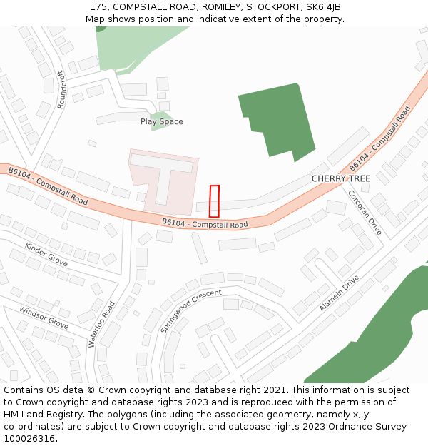 175, COMPSTALL ROAD, ROMILEY, STOCKPORT, SK6 4JB: Location map and indicative extent of plot