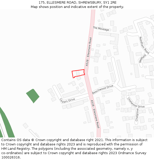 175, ELLESMERE ROAD, SHREWSBURY, SY1 2RE: Location map and indicative extent of plot