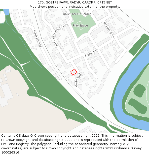 175, GOETRE FAWR, RADYR, CARDIFF, CF15 8ET: Location map and indicative extent of plot