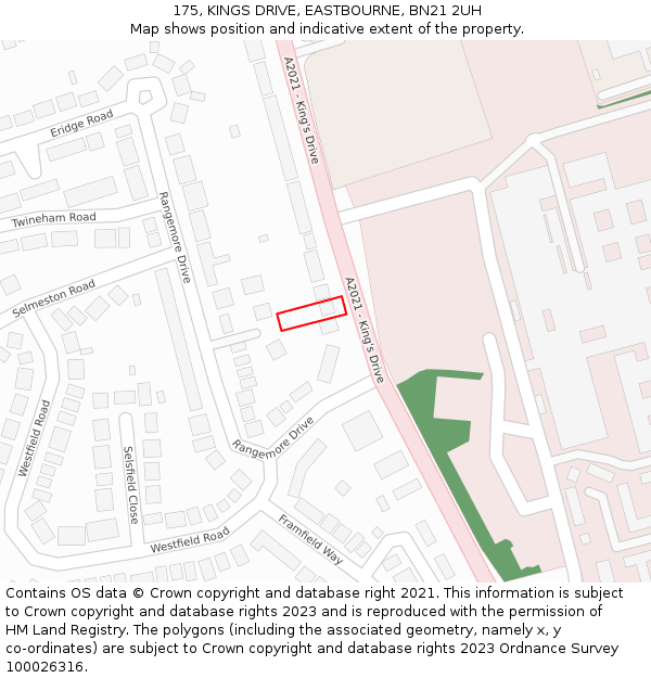 175, KINGS DRIVE, EASTBOURNE, BN21 2UH: Location map and indicative extent of plot