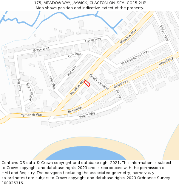 175, MEADOW WAY, JAYWICK, CLACTON-ON-SEA, CO15 2HP: Location map and indicative extent of plot