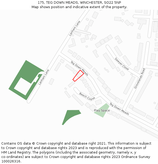 175, TEG DOWN MEADS, WINCHESTER, SO22 5NP: Location map and indicative extent of plot