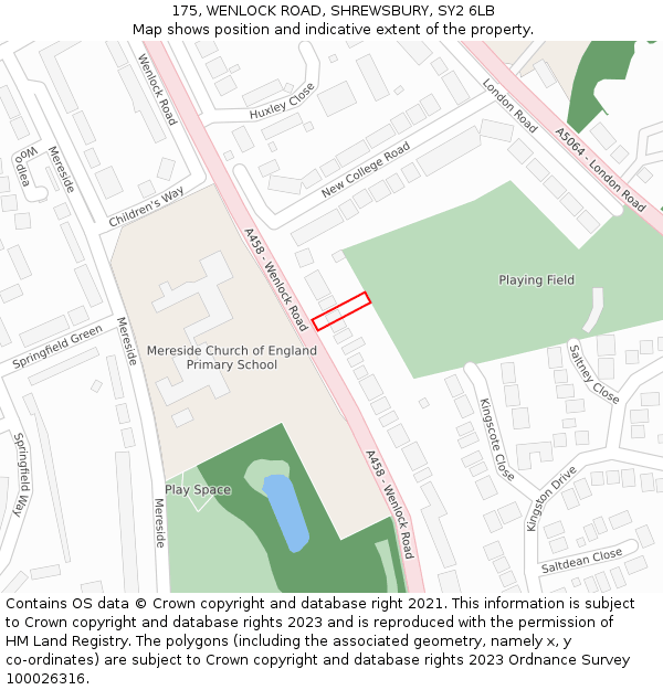 175, WENLOCK ROAD, SHREWSBURY, SY2 6LB: Location map and indicative extent of plot