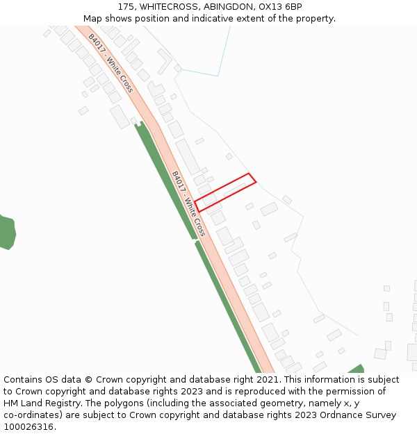 175, WHITECROSS, ABINGDON, OX13 6BP: Location map and indicative extent of plot