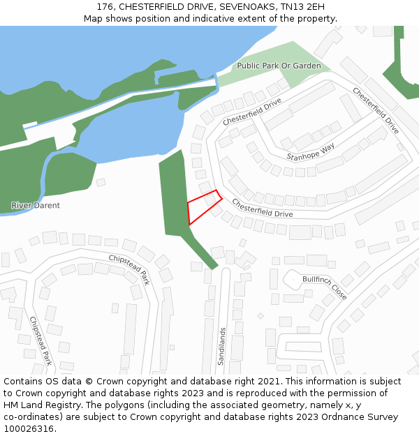 176, CHESTERFIELD DRIVE, SEVENOAKS, TN13 2EH: Location map and indicative extent of plot