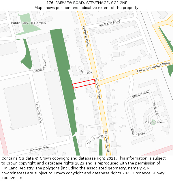 176, FAIRVIEW ROAD, STEVENAGE, SG1 2NE: Location map and indicative extent of plot