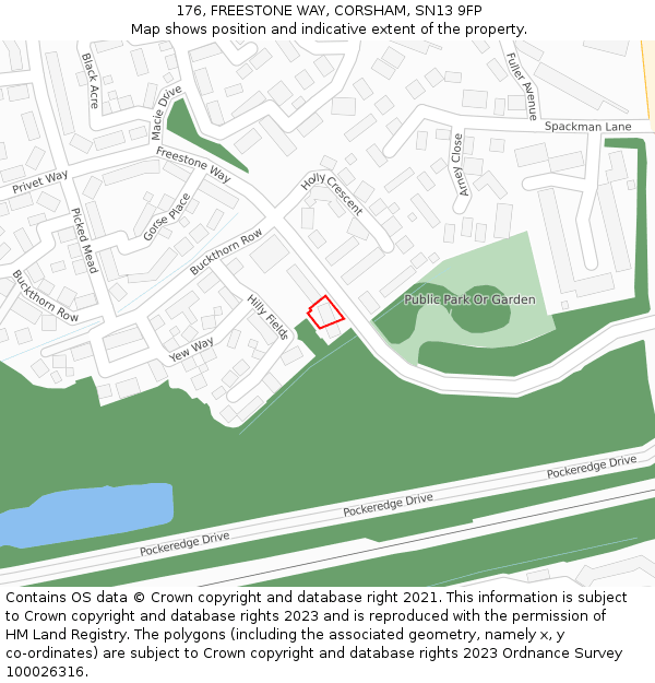 176, FREESTONE WAY, CORSHAM, SN13 9FP: Location map and indicative extent of plot