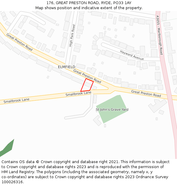 176, GREAT PRESTON ROAD, RYDE, PO33 1AY: Location map and indicative extent of plot