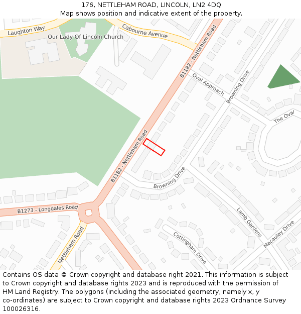 176, NETTLEHAM ROAD, LINCOLN, LN2 4DQ: Location map and indicative extent of plot