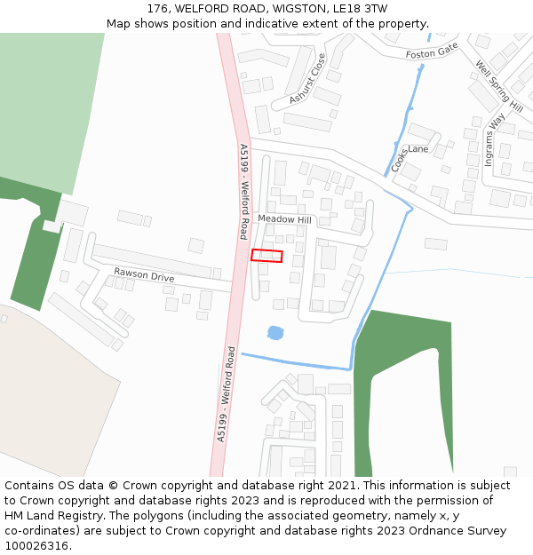 176, WELFORD ROAD, WIGSTON, LE18 3TW: Location map and indicative extent of plot