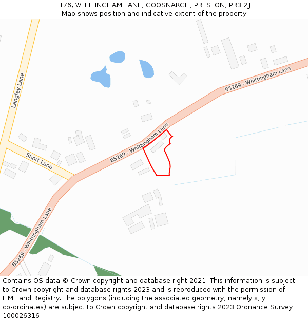 176, WHITTINGHAM LANE, GOOSNARGH, PRESTON, PR3 2JJ: Location map and indicative extent of plot