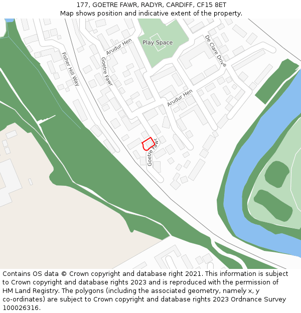 177, GOETRE FAWR, RADYR, CARDIFF, CF15 8ET: Location map and indicative extent of plot