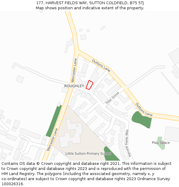 177, HARVEST FIELDS WAY, SUTTON COLDFIELD, B75 5TJ: Location map and indicative extent of plot