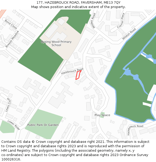 177, HAZEBROUCK ROAD, FAVERSHAM, ME13 7QY: Location map and indicative extent of plot