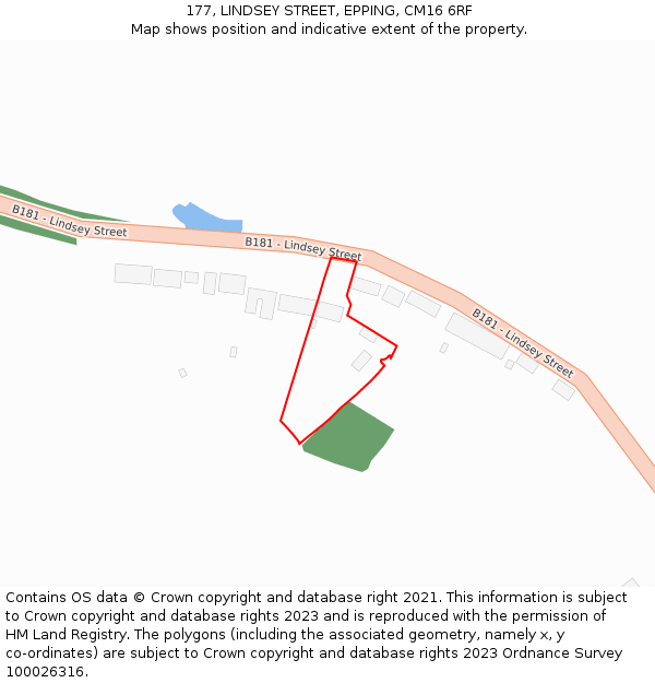 177, LINDSEY STREET, EPPING, CM16 6RF: Location map and indicative extent of plot