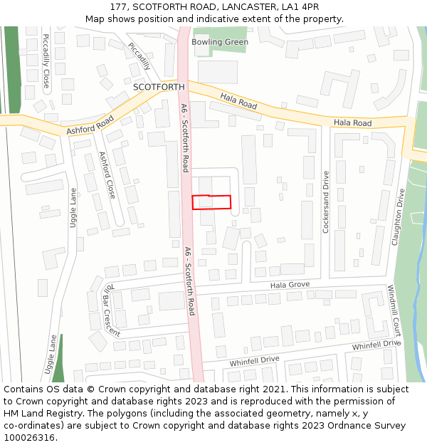 177, SCOTFORTH ROAD, LANCASTER, LA1 4PR: Location map and indicative extent of plot