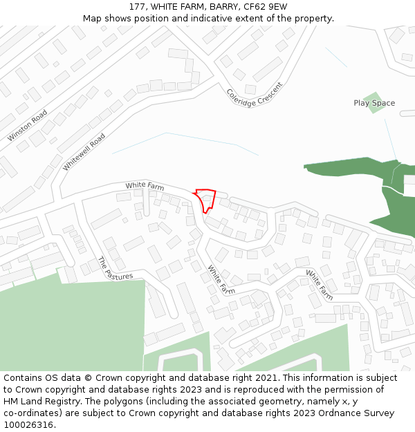 177, WHITE FARM, BARRY, CF62 9EW: Location map and indicative extent of plot