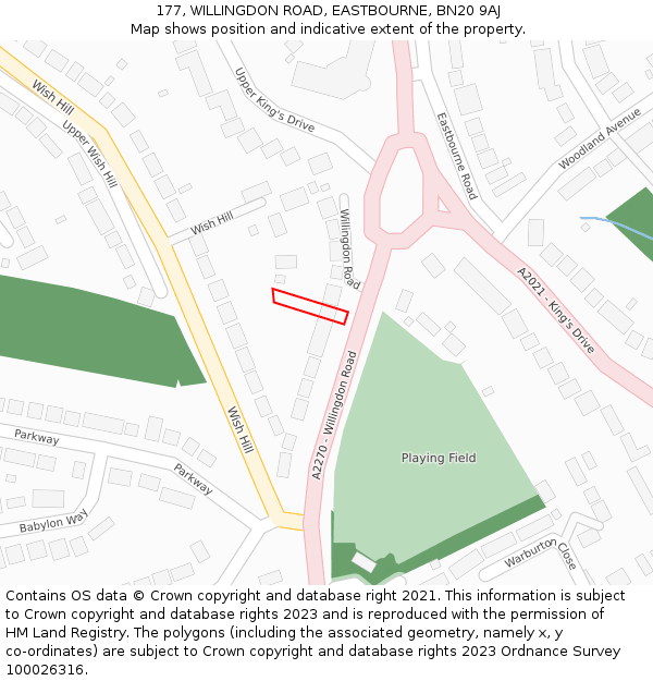 177, WILLINGDON ROAD, EASTBOURNE, BN20 9AJ: Location map and indicative extent of plot