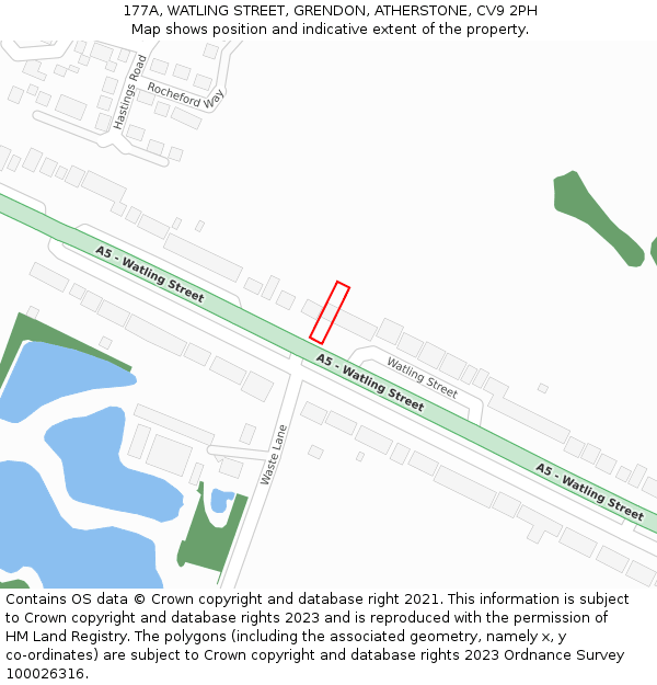 177A, WATLING STREET, GRENDON, ATHERSTONE, CV9 2PH: Location map and indicative extent of plot