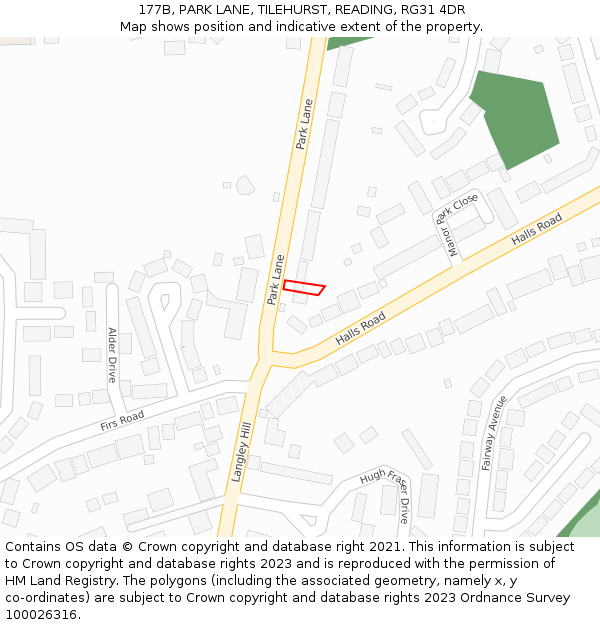 177B, PARK LANE, TILEHURST, READING, RG31 4DR: Location map and indicative extent of plot