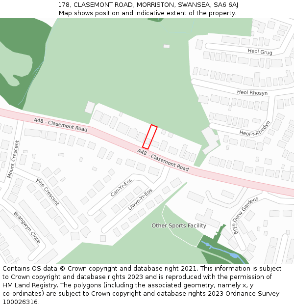 178, CLASEMONT ROAD, MORRISTON, SWANSEA, SA6 6AJ: Location map and indicative extent of plot