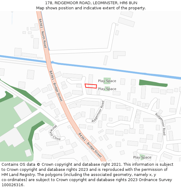 178, RIDGEMOOR ROAD, LEOMINSTER, HR6 8UN: Location map and indicative extent of plot