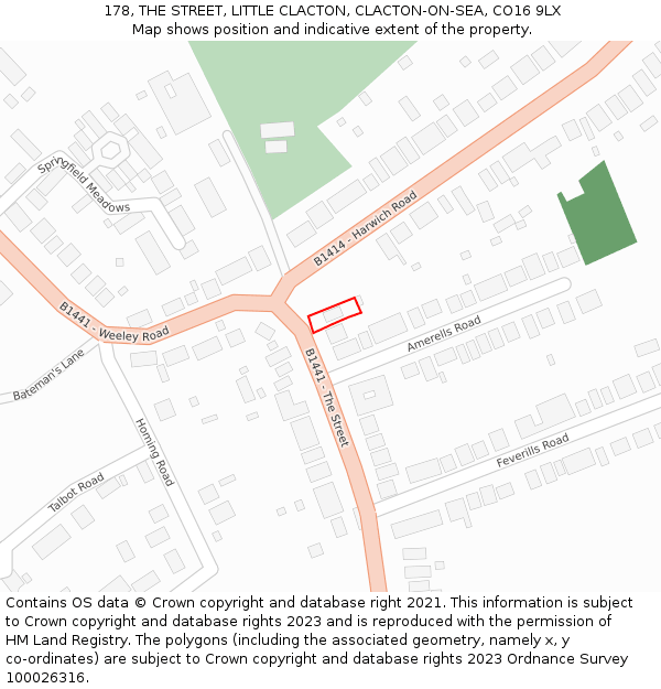 178, THE STREET, LITTLE CLACTON, CLACTON-ON-SEA, CO16 9LX: Location map and indicative extent of plot