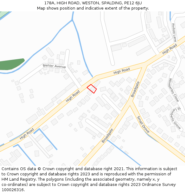 178A, HIGH ROAD, WESTON, SPALDING, PE12 6JU: Location map and indicative extent of plot