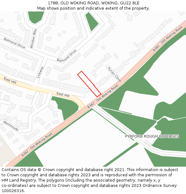 178B, OLD WOKING ROAD, WOKING, GU22 8LE: Location map and indicative extent of plot