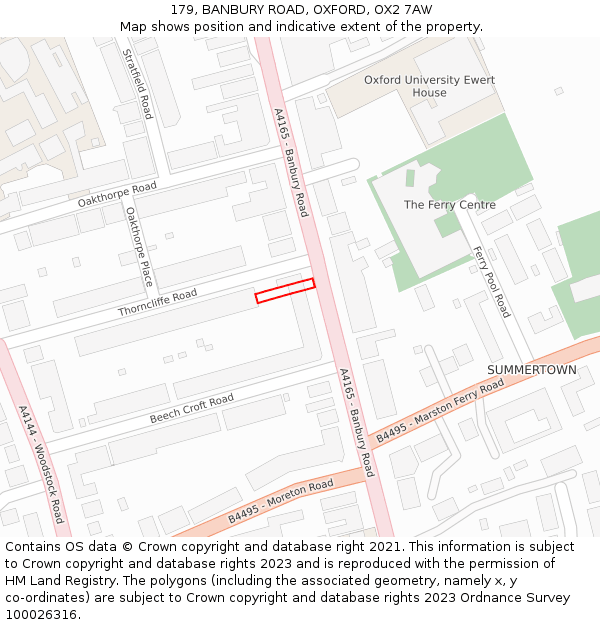 179, BANBURY ROAD, OXFORD, OX2 7AW: Location map and indicative extent of plot