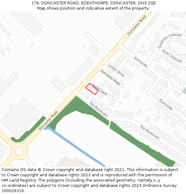 179, DONCASTER ROAD, EDENTHORPE, DONCASTER, DN3 2QE: Location map and indicative extent of plot